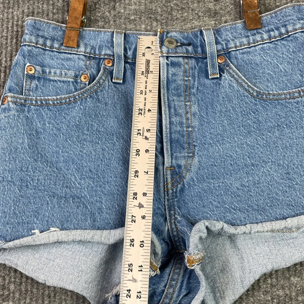 Levi's 501 Original Cut Off Shorts Womens 29 Blue Denim High Rise Button Fly